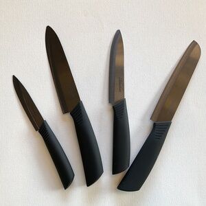 RIHACHAN BLACK CERAMIC 4 PIECE KITCHEN KNIFE SET NEW IN BOX